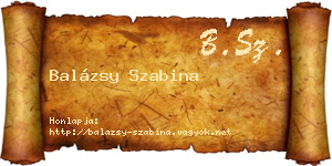 Balázsy Szabina névjegykártya